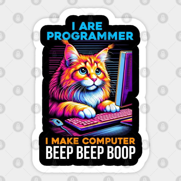 I Are Programmer Computer Cat Beep Boop I Funny IT Classic Sticker by T-shirt US